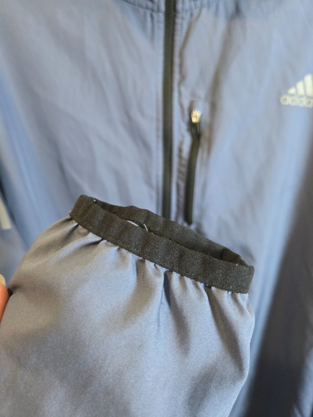 Adidas Running‎ Blue Reflective Full Zip Lightweight Windbreaker Jacket Mens L - Picture 4 of 12